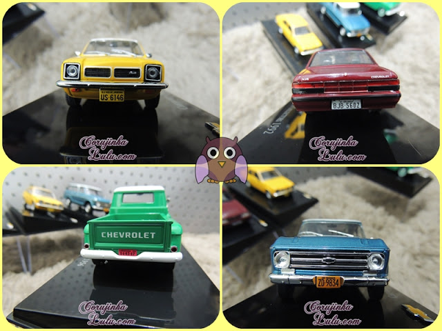 Chevrolet Collection editora Salvat - Coleção de miniaturas dos carros Brasil brasileiros Chevette SL, Opala Diplomata, 3100 "Marta Rocha" e Veraneio S/Luxe detalhes | ©CorujinhaLulu.com